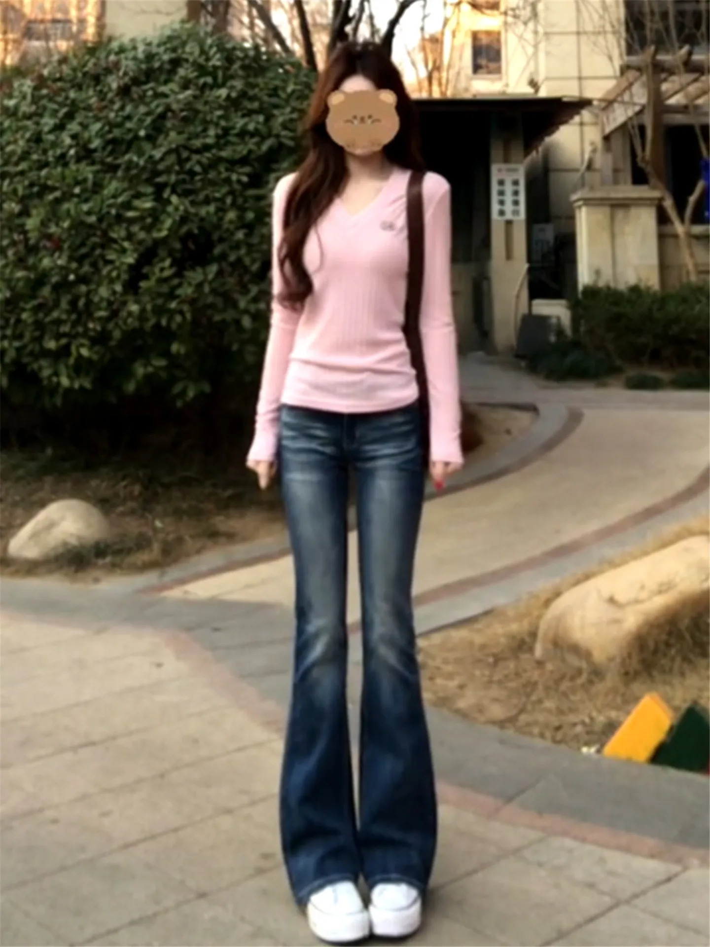 

American Vibe Low Waist Retro Flared Jeans Women's Slimming Extended Length High Waist Bell Bottoms Soft Cotton Denim