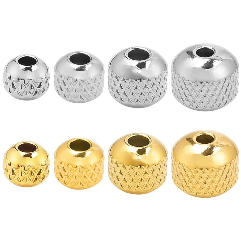 30pcs Gold/Silver Color Spacer Beads 304 Stainless Steel Pineapple/Reticulated/Twill Beads Loose Beads for DIY Jewelry Making