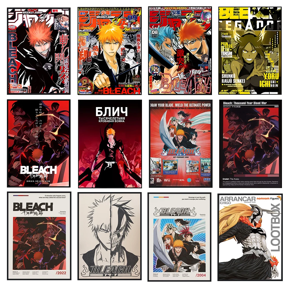 Popular Anime BLEACH Art Poster BLEACH Imagen Impresión Arte Lienzo Mural utilizado para la pared del hogar y la decoración de la sala de estar, Framele