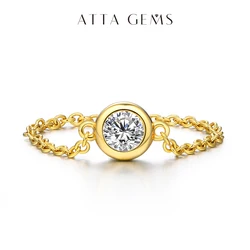 ATTAGEMS New Moissanite Ring Round 4.0mm 10K 14K 18K Real Gold Au585 Chiain Rings for Women Anniversary Sale Fine Jewelry Gift