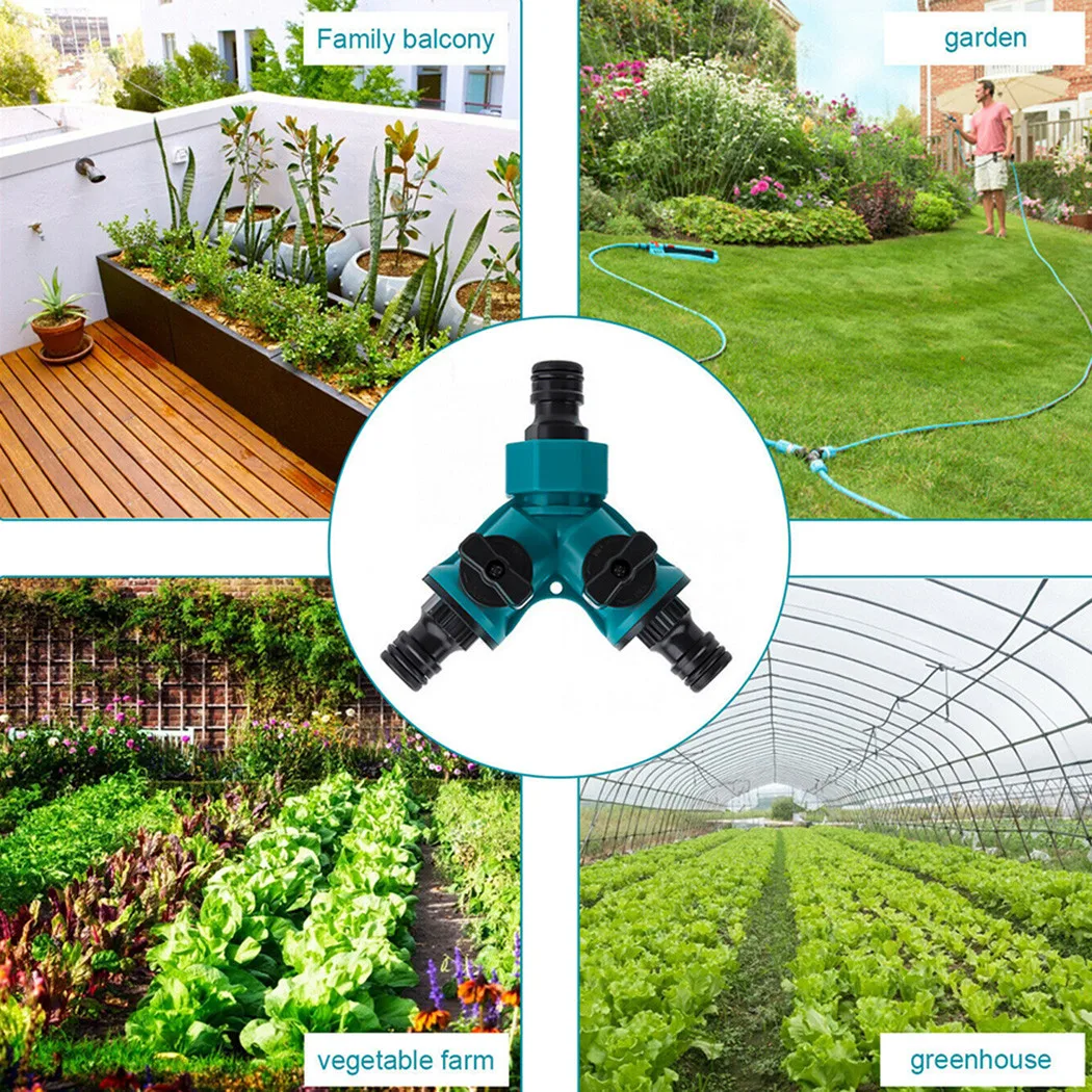 2 Way Garden Hose Splitter Connector for Water Diverter with ABS Housing and 3/4 Inch Nipple for Direct Quick Connect Setup