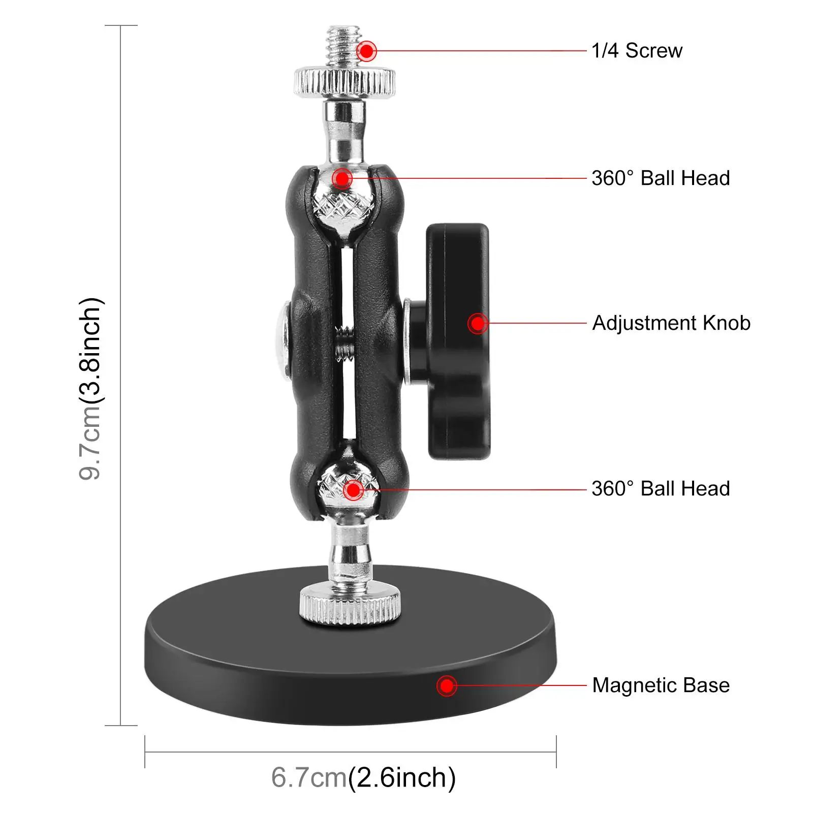 PULUZ Magnetic Pea-Style Clip Mount Holder For GoPro, Insta360, and DJI Action Cameras