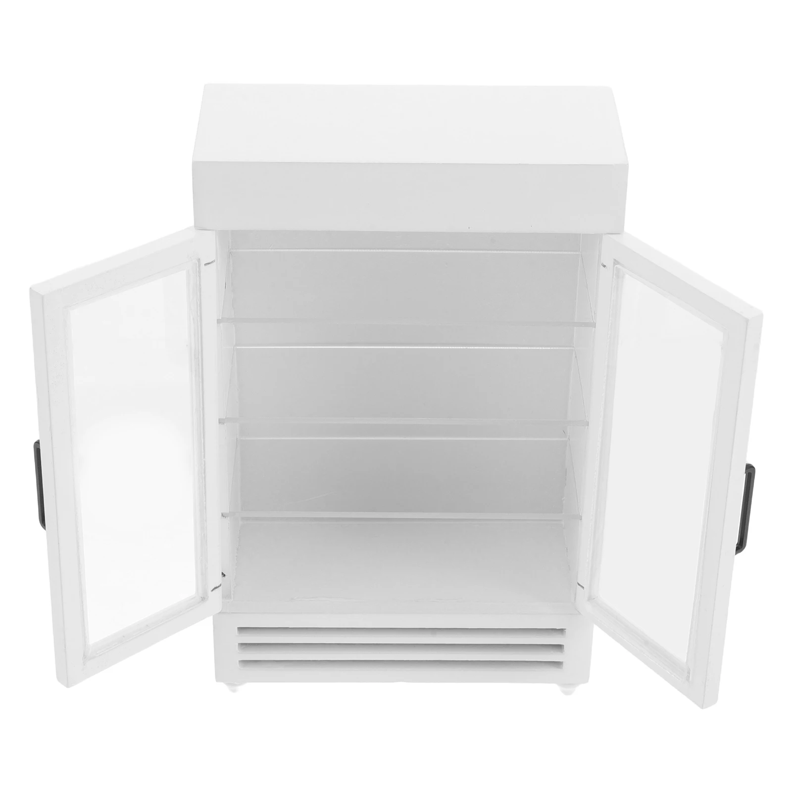

1:12 Scale Miniature Wooden Refrigerator Micro Scene Mini Fridge White Beverage Cooler for Crafts Dollhouse Kitchen Furniture
