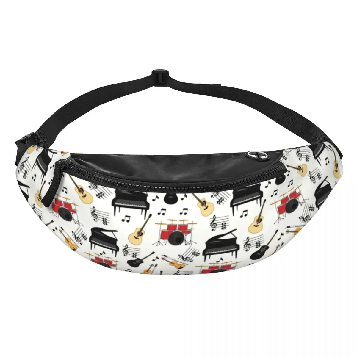 Musical Piano Guitar Musical Notes Drums Fanny Pack for Camping Men Women Music Notes Crossbody Waist Bag Phone Money Pouch