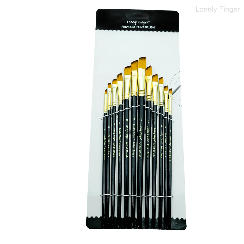 

Набор акварельных кистей из 12 шт., угловые кисти для акварельной живописи, акрила, гуаши и масляной живописи, подарок для начинающих