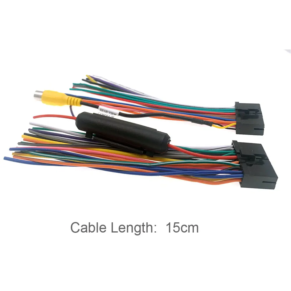 20Pin Universal Car CD Radio Stereo Rear View Camera Power Wire Harness Cable Connector Adapter Fit for 1 DIN 2 DIN Android Play