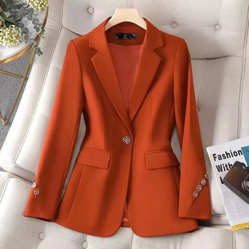 Ladies Formal Blazer Women Jacket Long Sleeve Single Button Female Business Work Wear Coat Spring Autumn Jacket Women Outerwear