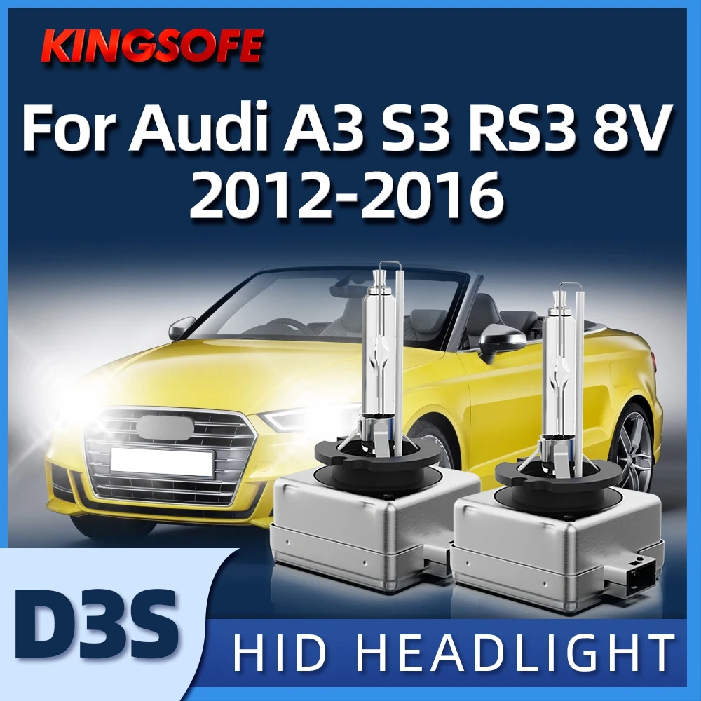 

KINGSOFE 2PCS 6000K White HID Xenon Car Headlight 35W High Low Beam Light Bulbs For Audi A3 S3 RS3 8V 2012 2013 2014 2015 2016