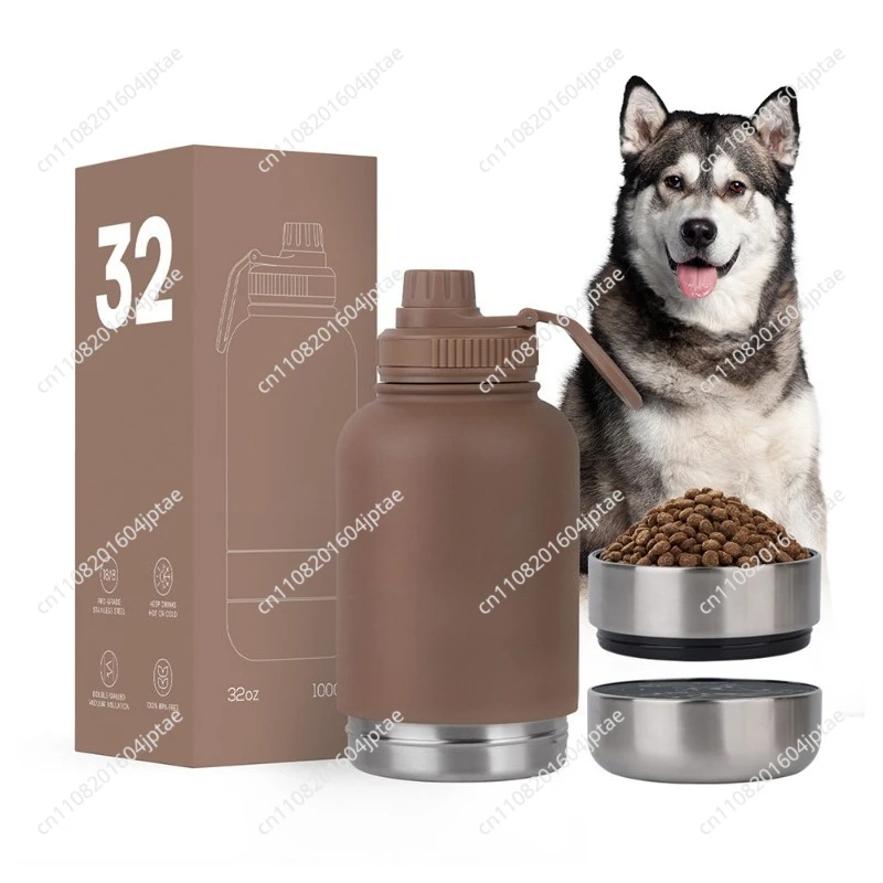 Portable Stainless Steel Pet Feeder 3-in-1 Style Outdoor Travel Bowl with Insulated Dog Water Bottle
