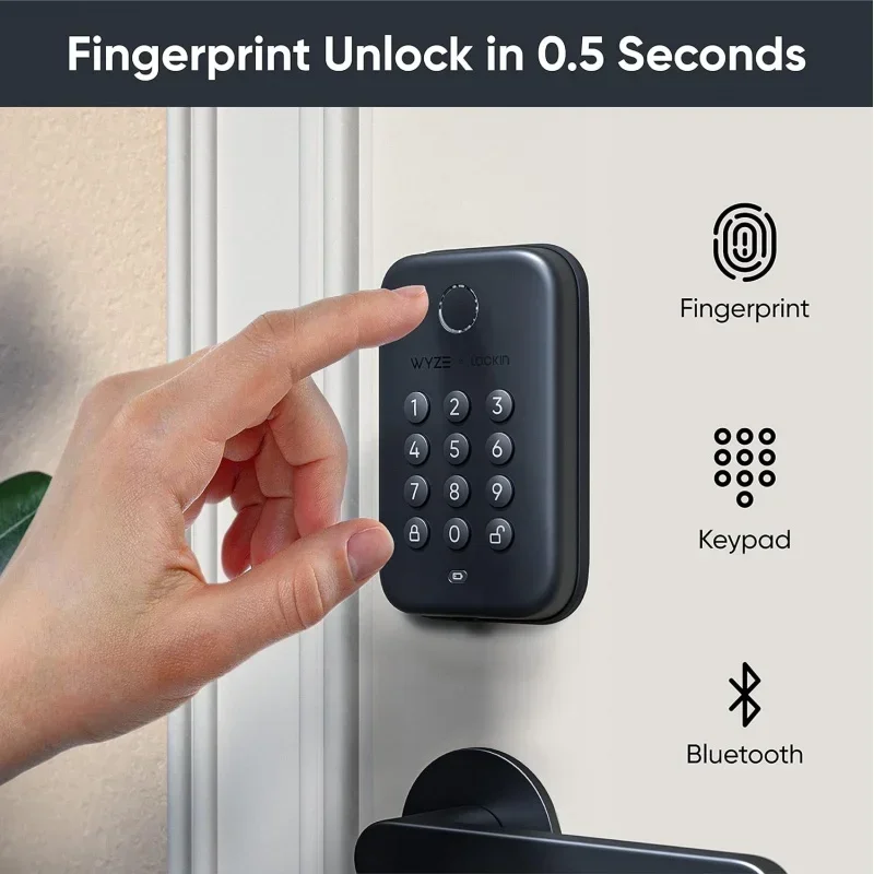 -Lock Bolt, Fingerprint Keyless Entry By Smart Bluetooth Deadbolt Replacement, Backlit Keypad, IPX5 Weatherproof, in-App