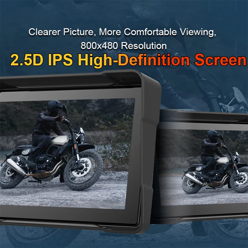 Professional 5 Inch Motorcycle DVR Front Rear Camera Wireless CarPlay Android Auto Waterproof GPS Navigation Motorcycle Dash Cam