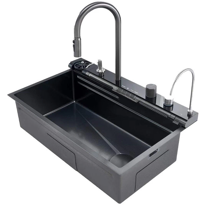 304 Stainless Steel Sink Kitchen Large Single Slot Digital Display Raindance Waterfall Sink Piano Button Nano Honeycomb