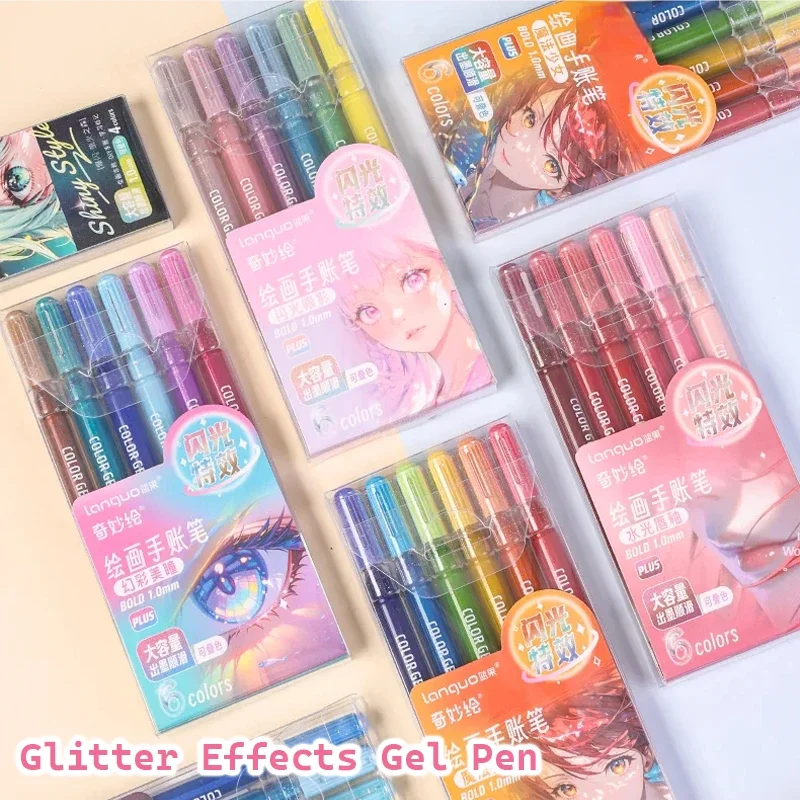 

40/4 Colors Glitter Effects Gel Pen 1.0mm Large Capacity Students Writing Art Painting Drawing Pens School Supplies Stationery