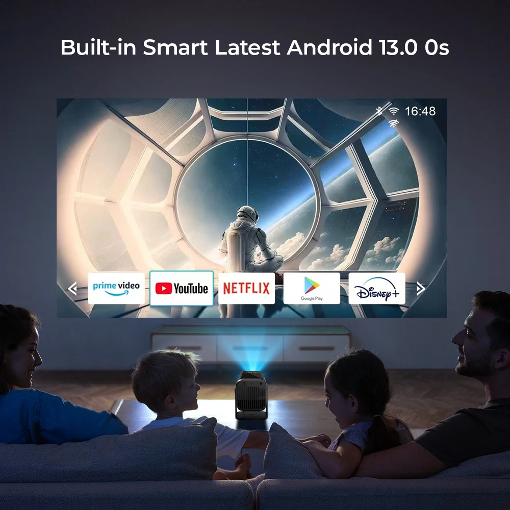 1080p Android 13 AUTO TOF Focus Everycom V1 Decoding 4k 1080p Projector Mini Pic Stand Projector Outdoor Portable Projector