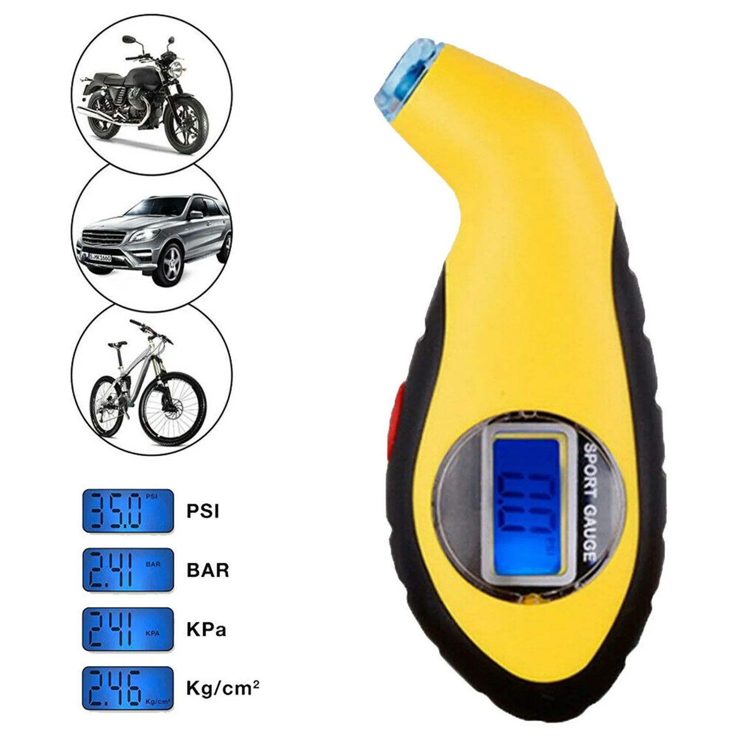 Portable LCD Display Auto Tyre Pressure Digital Meter Mini Diagnostic Tool Car Motorcycle Styling Detector Wheel Pressure Gauge