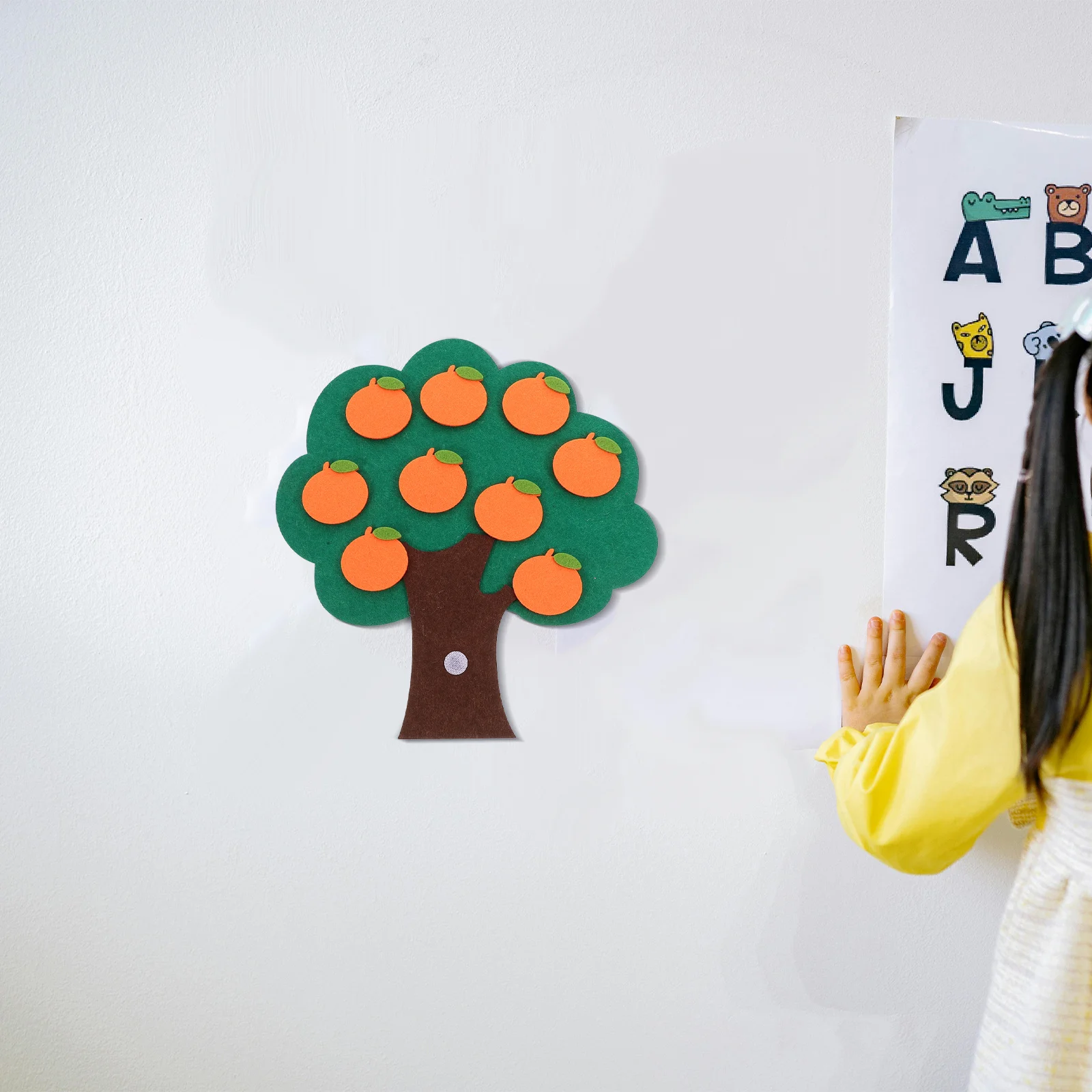 

1Set Number Digital Matching Non-Woven Fruit Tree Counting Cognitive Educational Math Puzzle Game Preschool Supply