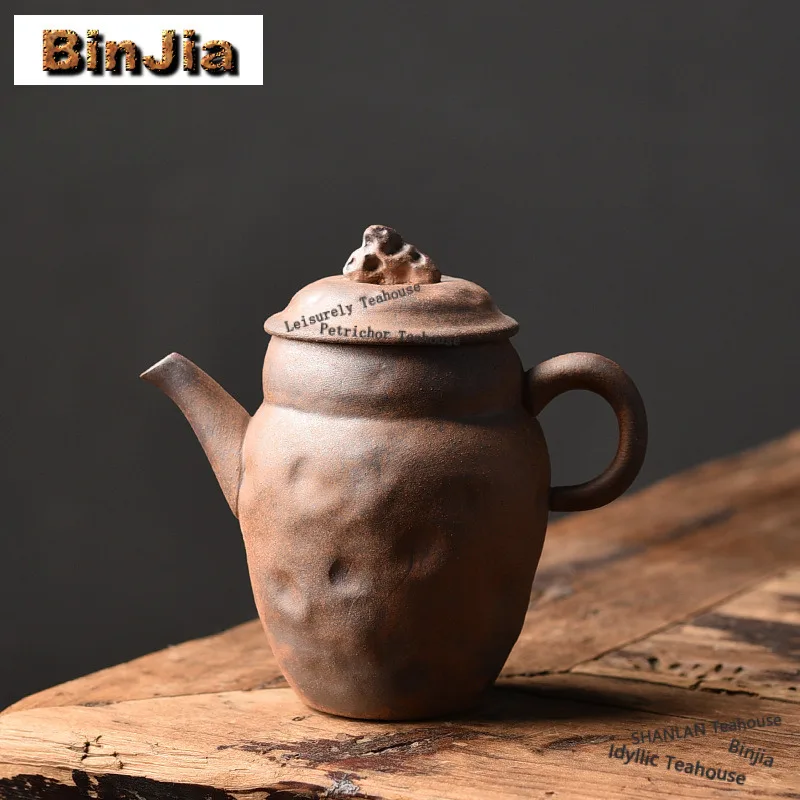 

150ml Coarse Earthenware Old Rock Clay Teapot Boutique Tea Infuser Pot Tea Brewing Kettle with Ball Hole Tea Ceremony ornaments