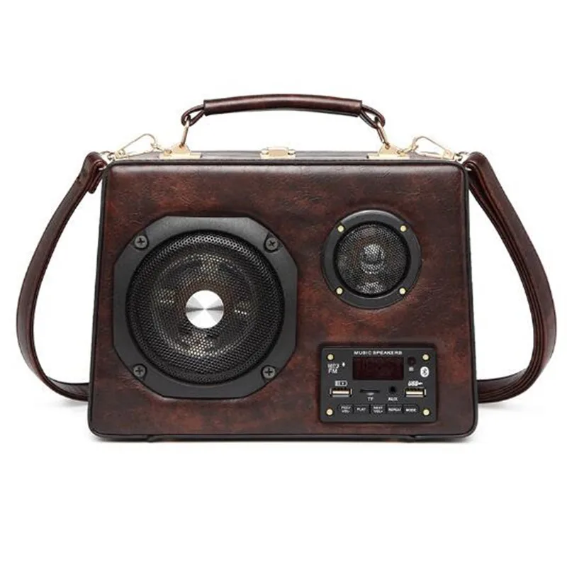 Vintage Radio Box Shaped Purses and Handbags for Women Designer Female Shoulder Bag Novelty Crossbody Bag Fashion Totes Leather