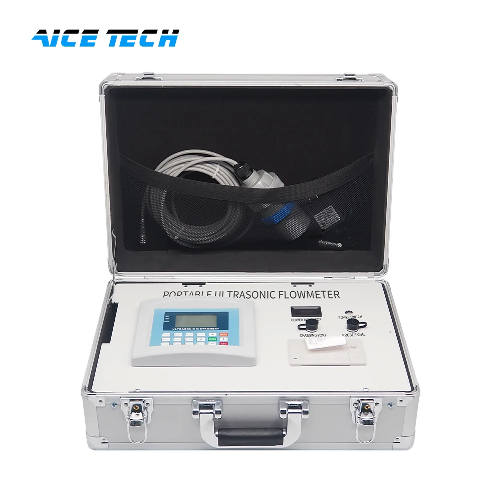 Aice Tech Portable Flowmeter Price Ultrasonic Open Channel Gas Steam Liquid Water Flow Meter