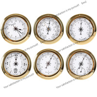 115Mm Copper Shell Marine High Precision Atmospheric Pressure Meter Barometer Thermohygrometer Barometer Clock Meteorological