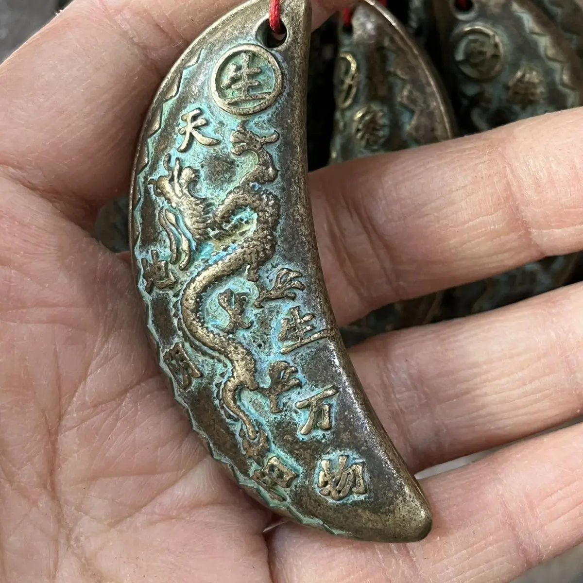Retro Answering Prayers Double Dragon Holy Cup Sheep Horn Yin Yang Big Dipper Blessing Ornament Old Collection Decor Sculpture