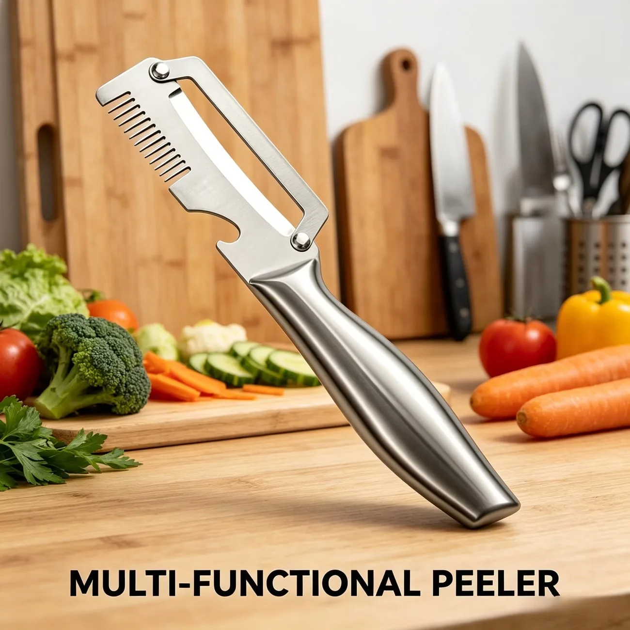 3-in-1 Stainless Steel Peeler Scallion Slicer Waterproof Durable Kitchen Gadgets for Fruit Vegetable Home Use