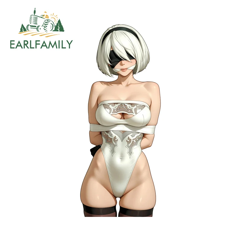 EARLFAMILY Alluring Tie Nier 2B Car Stickers Simple Amusing Skateboard Rear Windshield Decal Beautiful Sunscreen Car Goods