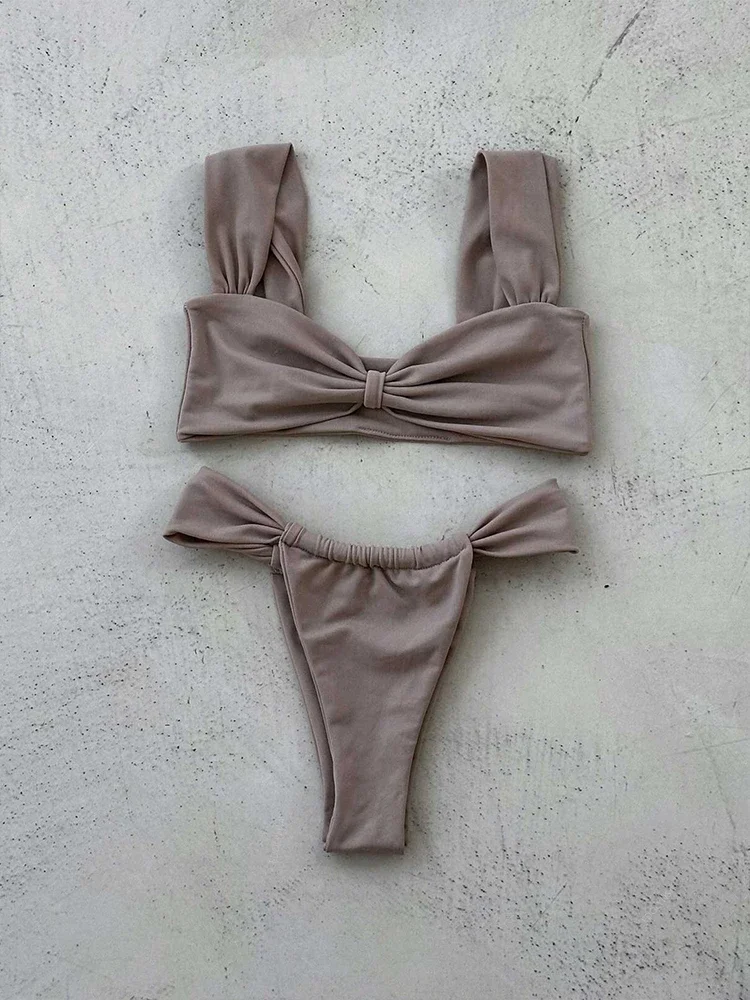 

Solid Swimwear Women Cute 2 Piece Bikini Sets 2025 New Bathing Suit Thong Swimsuit Female Brazil Micro Biquini Monokini S218