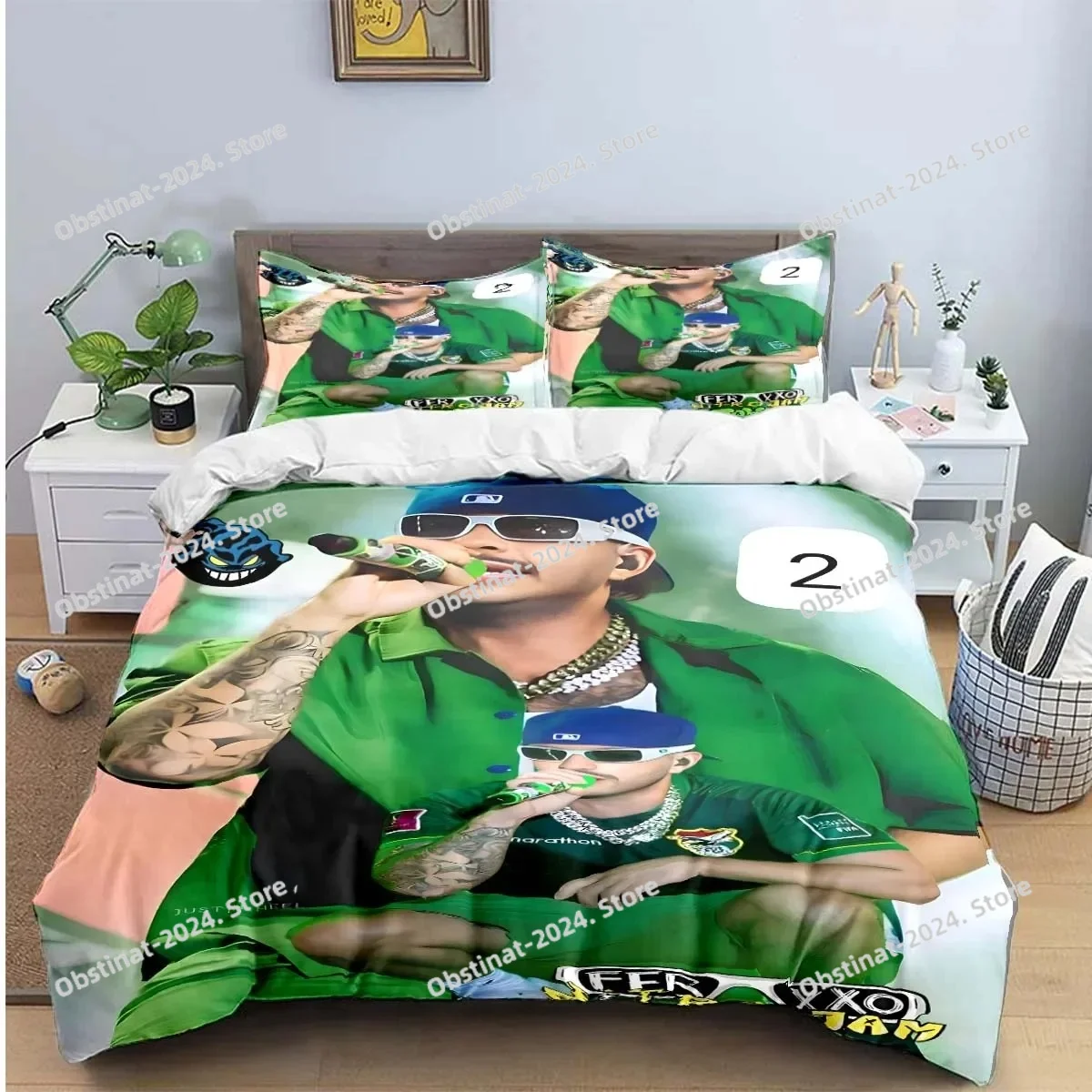 

Fashion Pop Singer Ferxxo Feid Print Bedding Sets Bed Supplies Set Duvet Cover Bed Comforter Set Bedding Set Luxury BirthdayGift