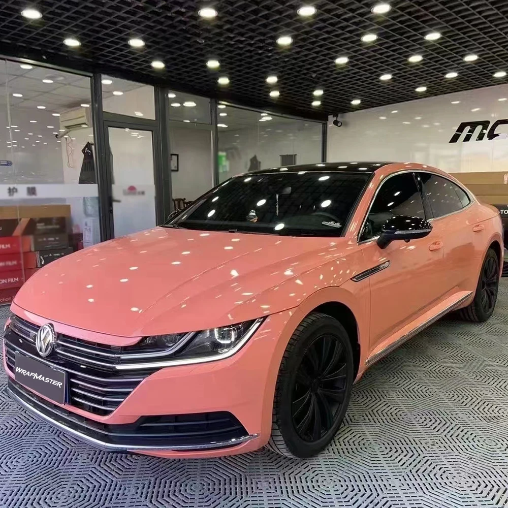 Stretchable Auto Vinyl Easy to Install Premium PET Bubble-Free Car Body Film removable Car Wrap Pink