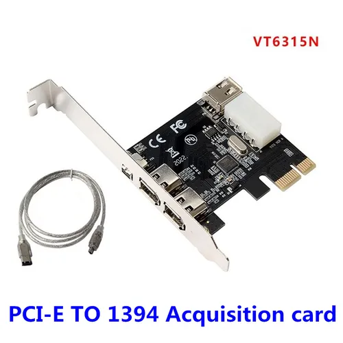1 Juego PCI-e 1X IEEE 1394A 4 puertos (3 + 1) adaptador de tarjeta Firewire 1394 A PCIe con Cable IEEE 1394 de 6 pines a 4 pines para escritorio