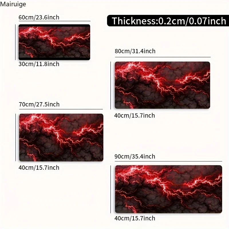 HD الأحمر البرق بولت ماوس الوسادة كبيرة الكمبيوتر مكتب الجدول الحصير المطاط المضادة للانزلاق الألعاب لوحة المفاتيح ماوس منصات مكتب طويلة