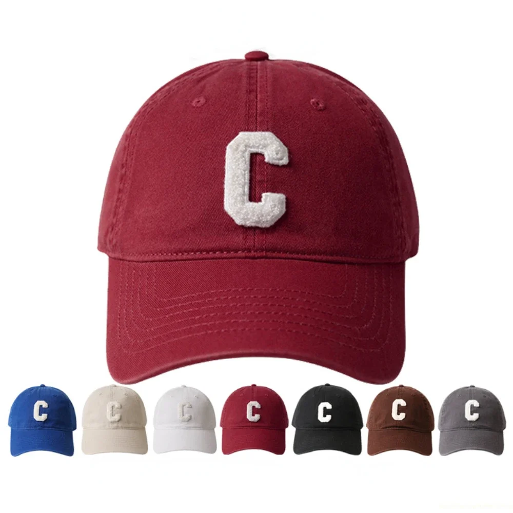 Woman Men C Letter Embroidery Baseball Cap Male Big Head Outdoors Plus Size Sport Snap Back Cap Dad Hats Gorros Trucker Hats