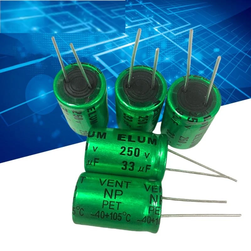 5PCS 33uf audio frequency crossover NP non-polar electrolytic capacitor 250v 33uf 16X26mm