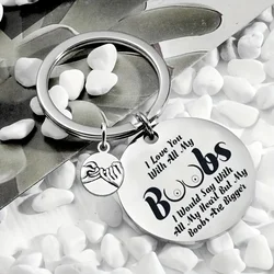 1pcs Engraved Boobs Stainless Steel Key Chain Valentine'S Day Gift