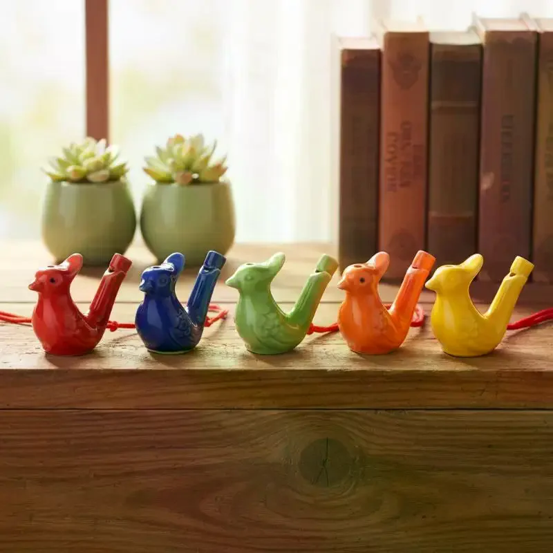 1/5Pcs Bird Whistle Water Musical Ceramic Set Colorful Animal Shape Early Learning Bath Noise Maker Party Favor