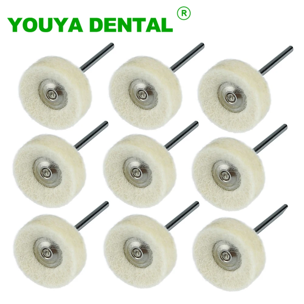 10pcs/Bag Dental Lab Wool Felt Polishing Buffing Wheels Brushes Burs Rotary Tool For Low Speed HP Shank Buff Dentistry Materials