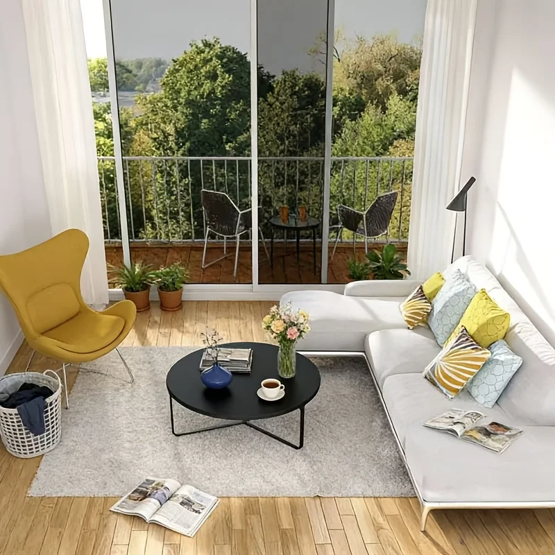 One Way Privacy Window Film Daytime Heat Control Sun Block Anti Glare Static Cling Removable Black Silver for Home Glass