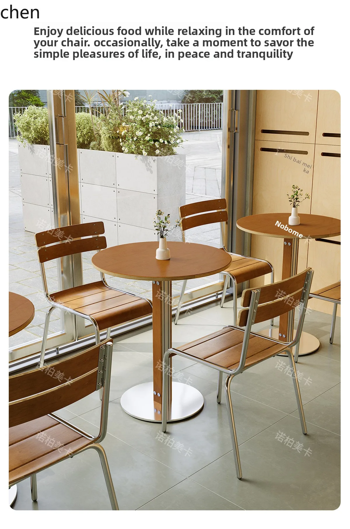 YFY Cafe Table and Chair Set Korean Retro Style Simple Dessert Milk Tea Cake Shop Square Table Simple Dining Chair