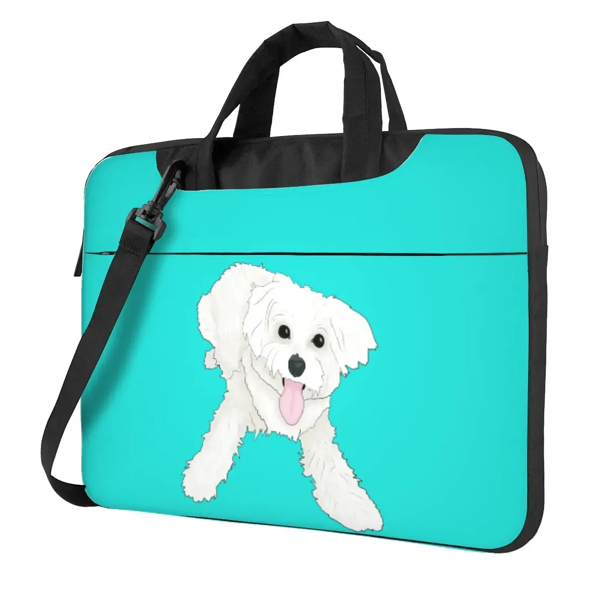 

Playful Maltese Crossbody Laptop Bag Case Computer Bag Resistant Protective Notebook Pouch for Macbook Pro Lenovo
