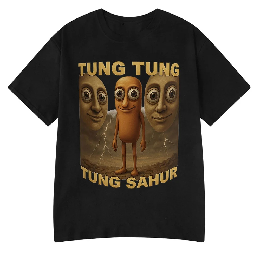 

Европейский модный бренд Tung Tung Sahu Funny AI Shark Wooden Stick Man Забавная креативная футболка с короткими рукавами для мужчин и женщин