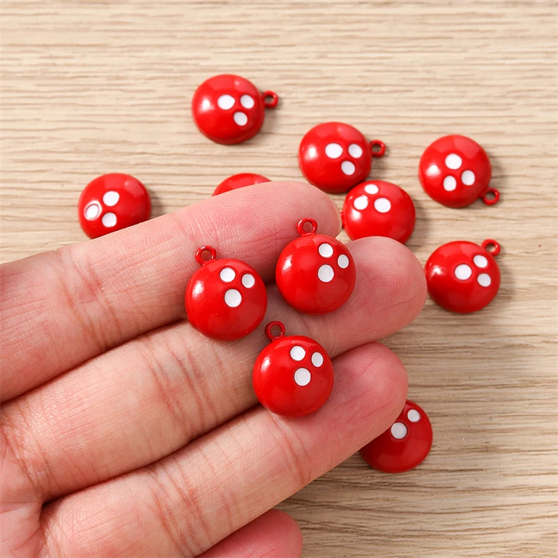 10pcs 12x15mm Cute Enamel Sport Bowling Ball Charms Pendants for Making Earrings Necklaces Bracelets DIY Crafts Jewelry Findings
