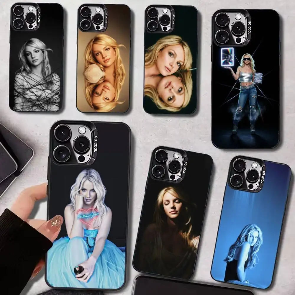 

Singer B-Britney S-Spears Phone Case For iPhone17,16,15,14,13,12,11 Plus,Pro Max Black Candy Matte Shockproof Cover