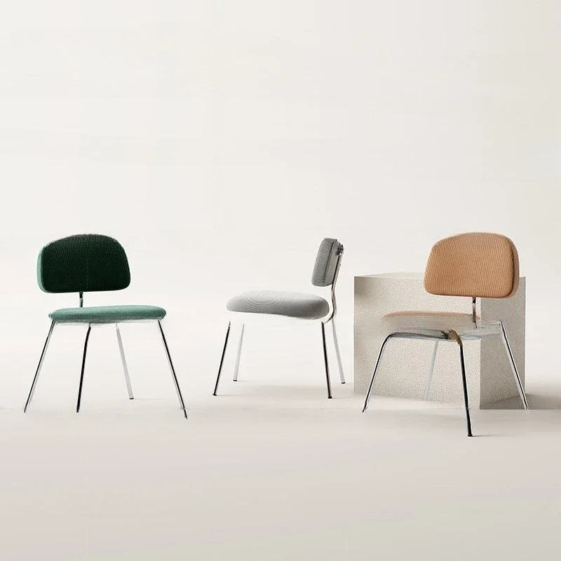 

Modern, minimalist, stainless steel, dining chair, Nordic, light luxury, fabric, chair, backrest