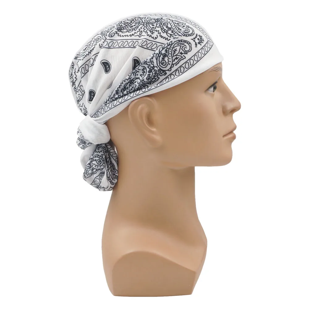 White Paisley Neck Gater Tube Men Women Dustproof Seamless Breathable Undercap Headscarf Cycling Hinking Bandana Black Balaclava