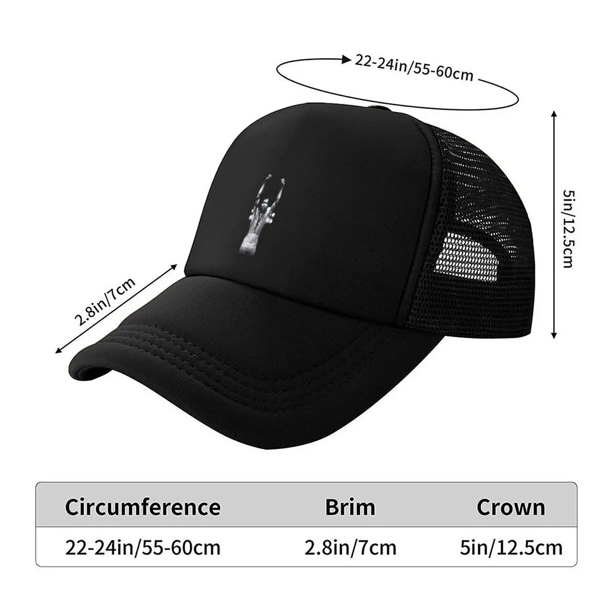 Boxer Raised Fists Black White Mesh Baseball Cap Hip Hop