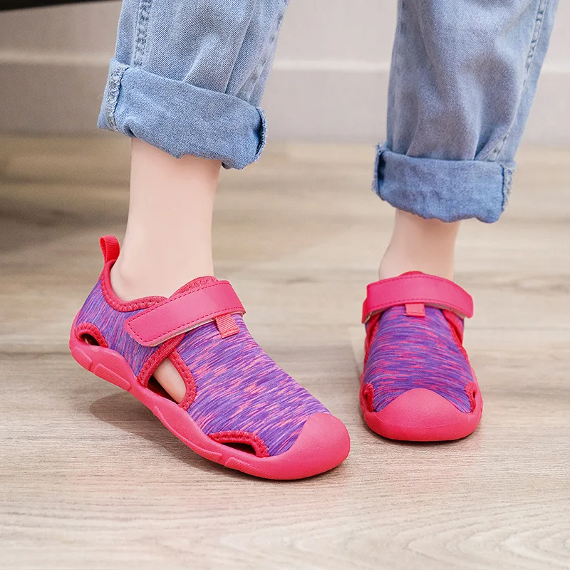 Children Sandals Girls New Shoes Children Soft Velcro Sandals Summer Package Head Sports Sandals New Popular Outdoor Soft Shoes