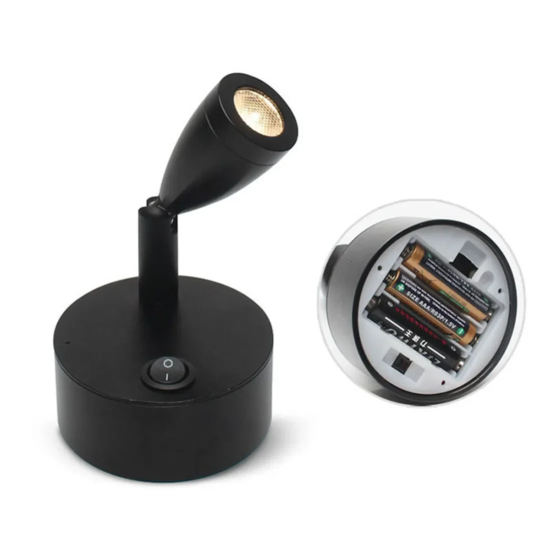 

16-Piece Black 2W Battery Portable LED Spot Lights for Jewelry Cabinet Lamp AAA Dry Battery Powered 3000K 6000K Table Desk