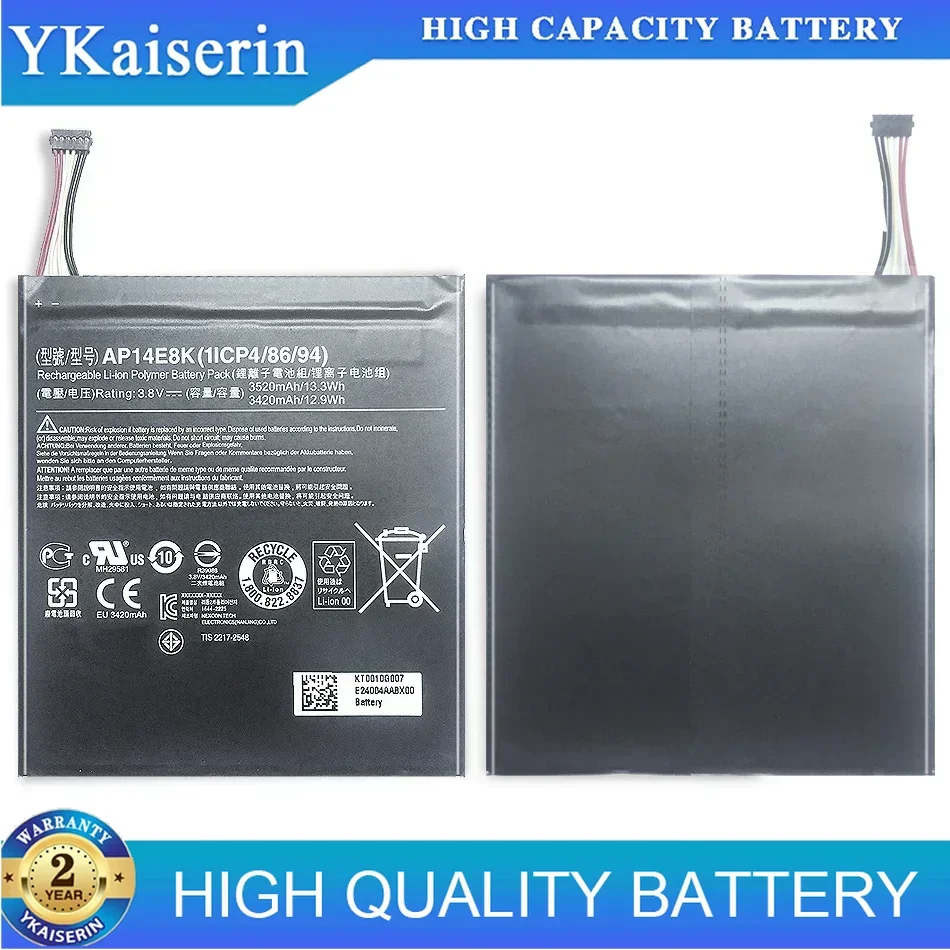 AP14E8K 3520mAh Battery For Acer Iconia One 7 B1-750 Rechargeable Li-polymer Tab Replacement