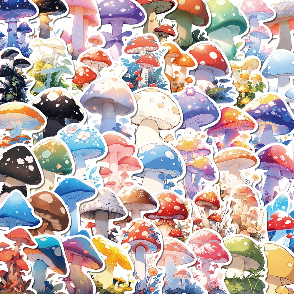 10/30/50pcs Cute Colorful Mushroom Plant Graffiti Stickers Cartoon Decal Toy DIY Guitar Notebook Phone Aesthetic Sticker for Kid